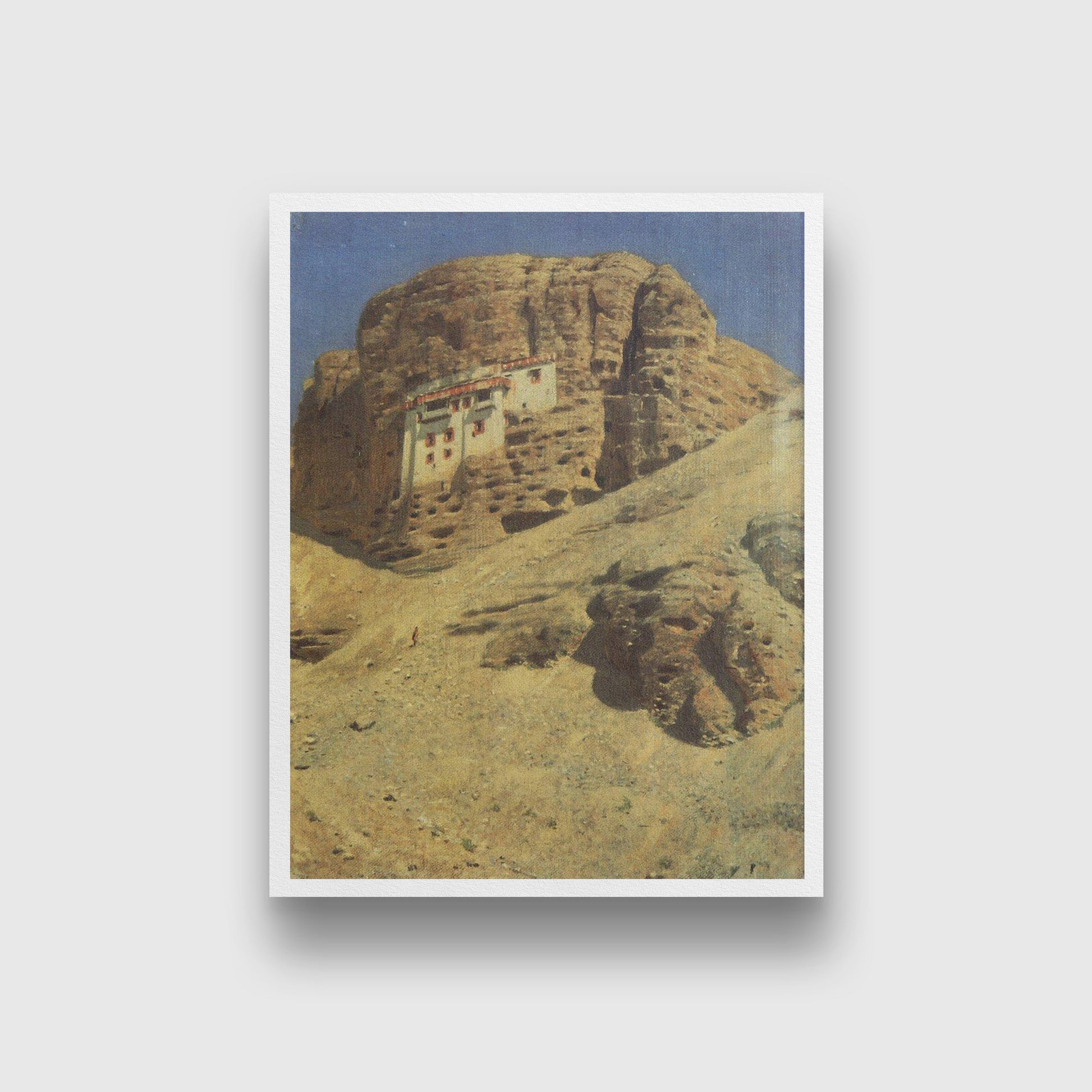 monastery in a rock ladakh Painting - Meri Deewar 3 : 4 Vertical Premium Wall Art Canvas by MeriDeewar