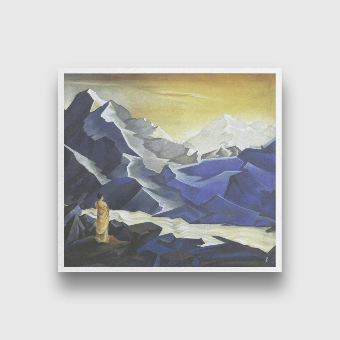 Monk in Himalaya Painting - Meri Deewar 1 : 1 Square Premium Wall Art Canvas by MeriDeewar