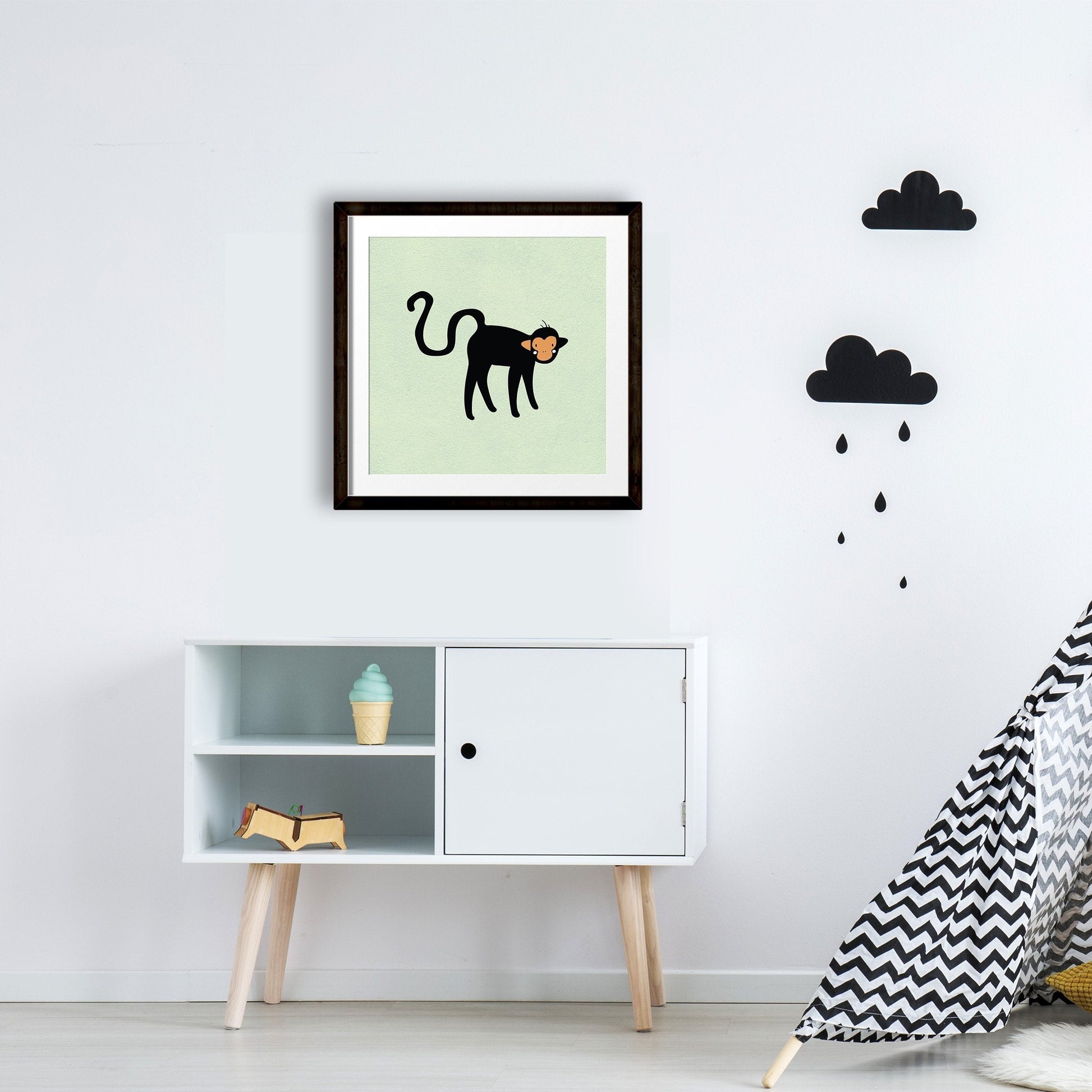 Monkey Painting - Meri Deewar 1 : 1 Square Premium Wall Art Canvas by MeriDeewar