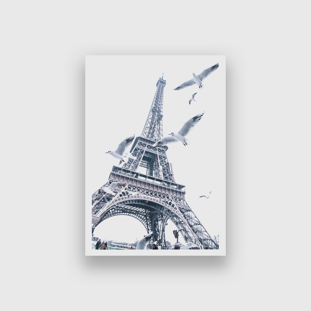 Monochromatic Eiffle Tower Wall Painting 2 : 3 Vertical Premium Wall Art Canvas by MeriDeewar
