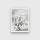 Monochromic White Horses Wall Painting 2 : 3 Vertical Premium Wall Art Canvas by MeriDeewar
