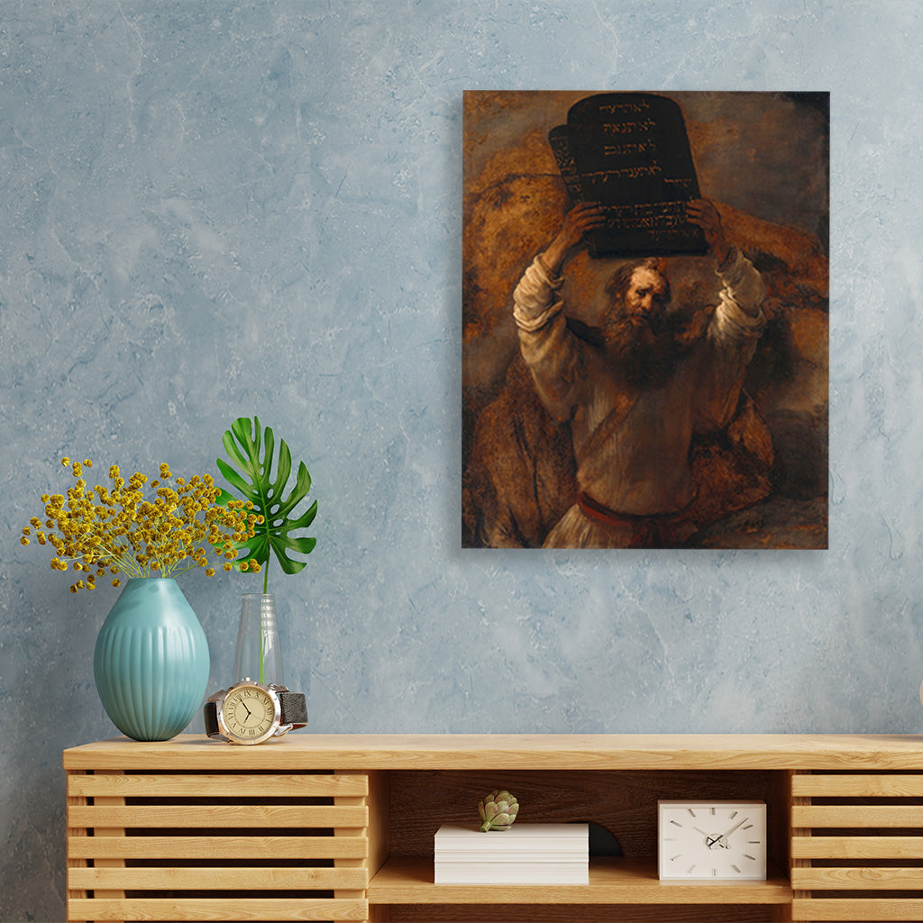 Moses with the Ten Commandments Painting - Meri Deewar 4 :5 Vertical Premium Wall Art Canvas by MeriDeewar
