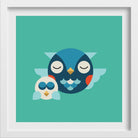 Mother And Baby Owl Painting - Meri Deewar 1 : 1 Square Premium Wall Art Canvas by MeriDeewar