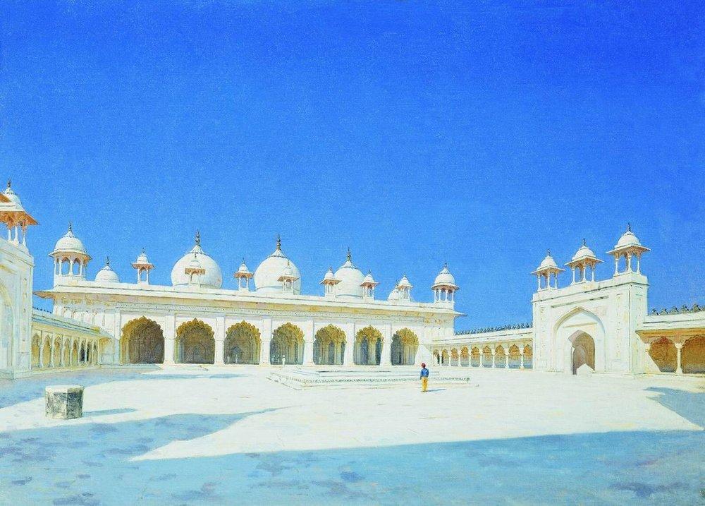 Moti masjid pearl mosque agra Painting - Meri Deewar 4 : 3 Horizontal Premium Wall Art Canvas by MeriDeewar