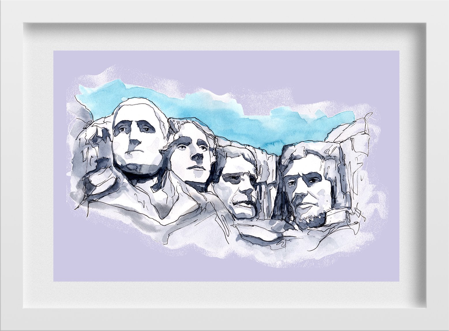 Mount Rushmore Illustration Painting - Meri Deewar 3 : 2 Horizontal Premium Wall Art Canvas by MeriDeewar