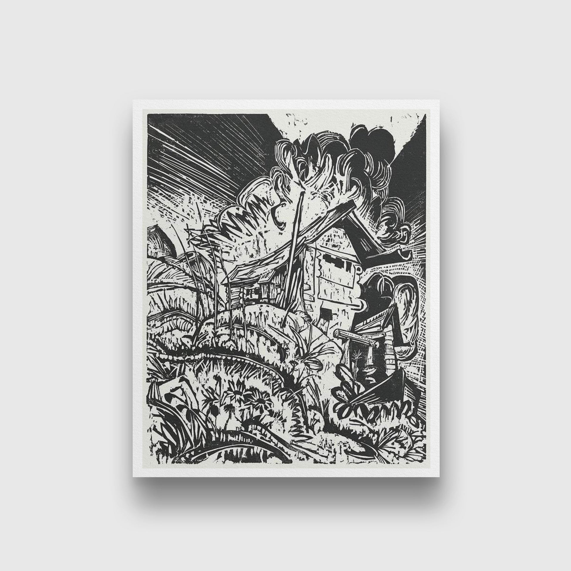 Mountain House Painting - MeriDeewar 4 :5 Vertical Premium Wall Art Canvas by MeriDeewar