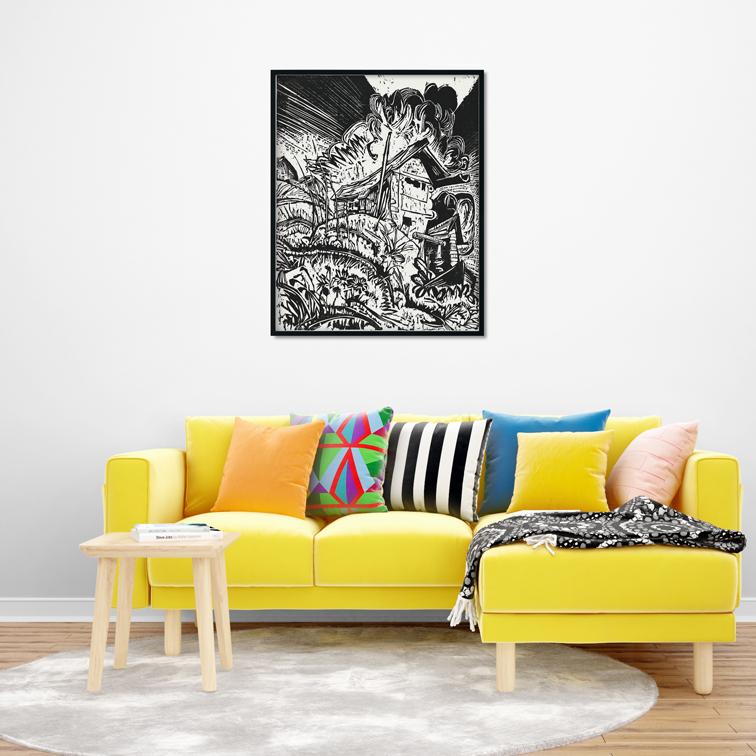 Mountain House Painting - MeriDeewar 4 :5 Vertical Premium Wall Art Canvas by MeriDeewar