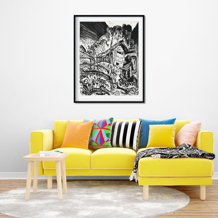 Mountain House Painting - MeriDeewar 4 :5 Vertical Premium Wall Art Canvas by MeriDeewar