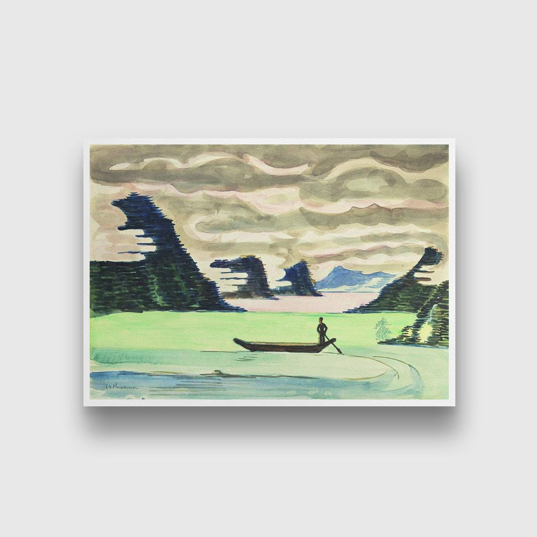 Mountain Lake Painting MeriDeewar 4 : 3 Horizontal Premium Wall Art Canvas by MeriDeewar