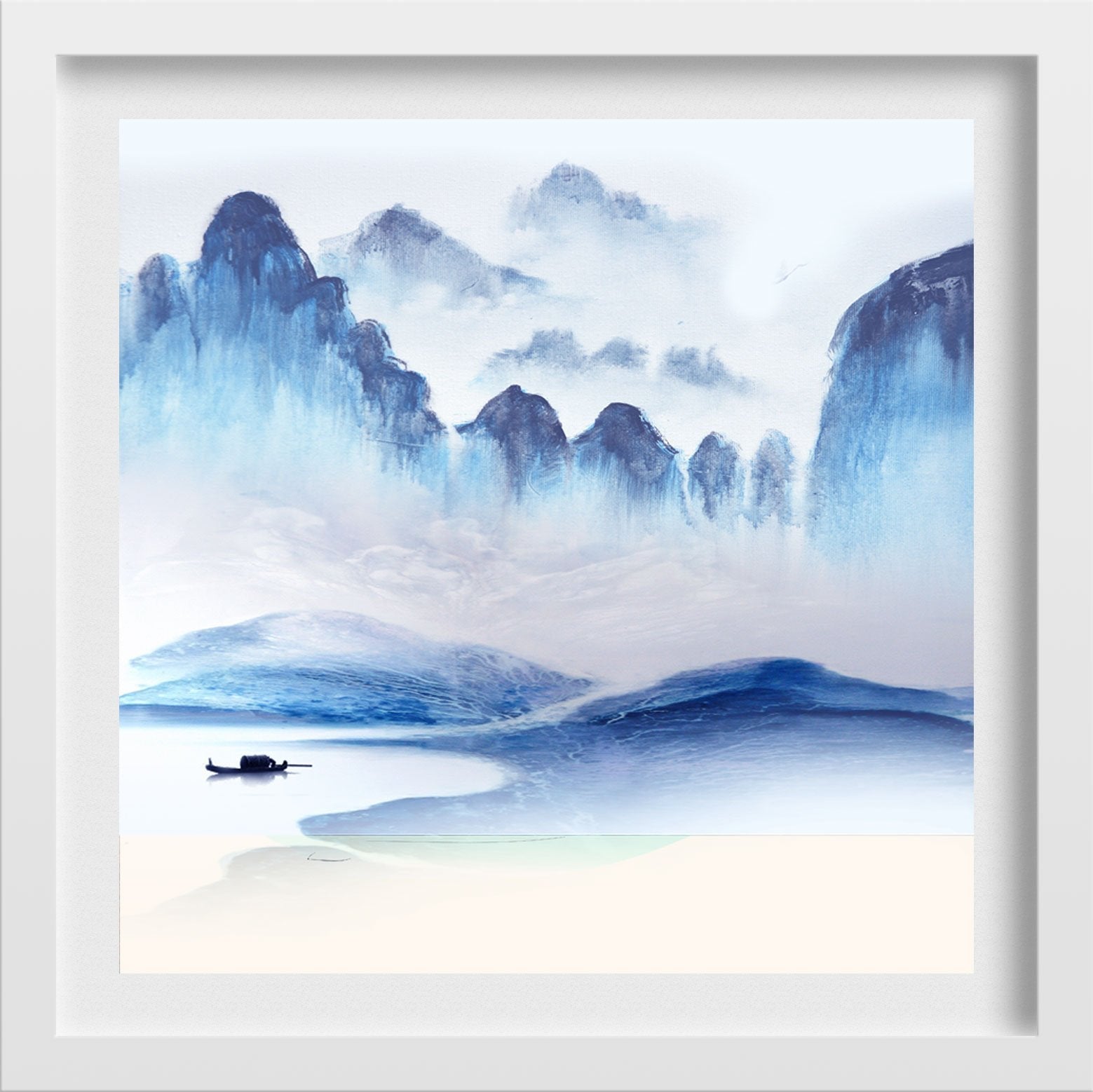 Mountain Mist Blue Wall Art Painting - Meri Deewar 1 : 1 Square Premium Wall Art Canvas by MeriDeewar