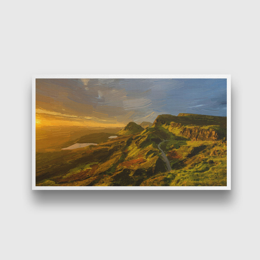 Mountain path to hill summer painting - Meri Deewar 2 : 1 Horizontal Premium Wall Art Canvas by MeriDeewar
