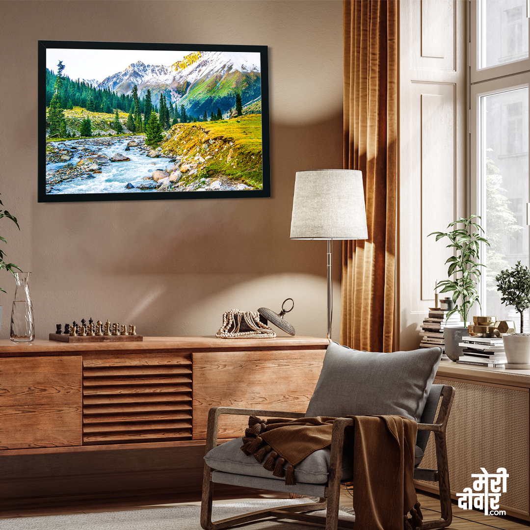 Mountain Scenery Wall Painting 3 : 2 Horizontal Premium Wall Art Canvas by MeriDeewar