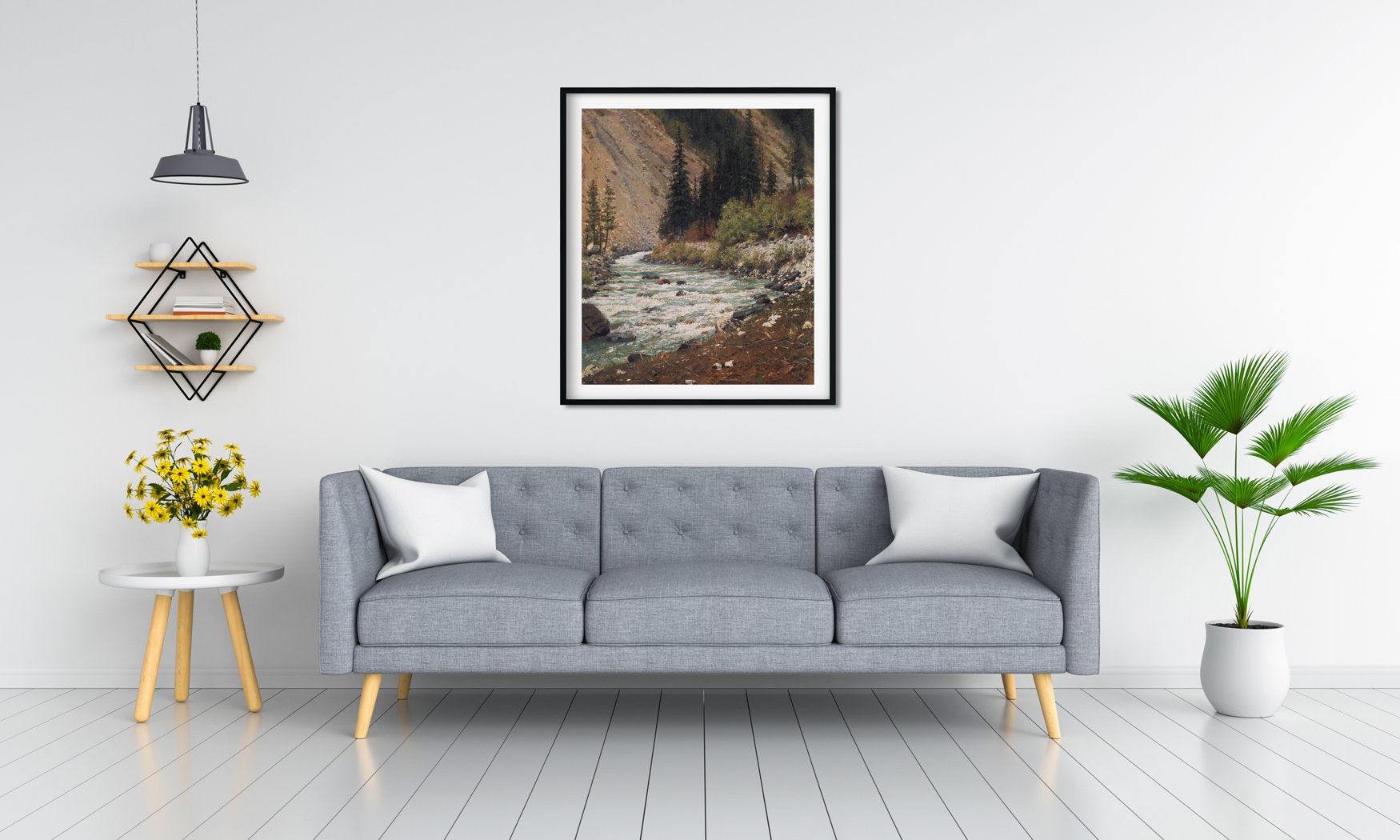mountain stream in kashmir Painting - Meri Deewar 5 : 6 Vertical Premium Wall Art Canvas by MeriDeewar