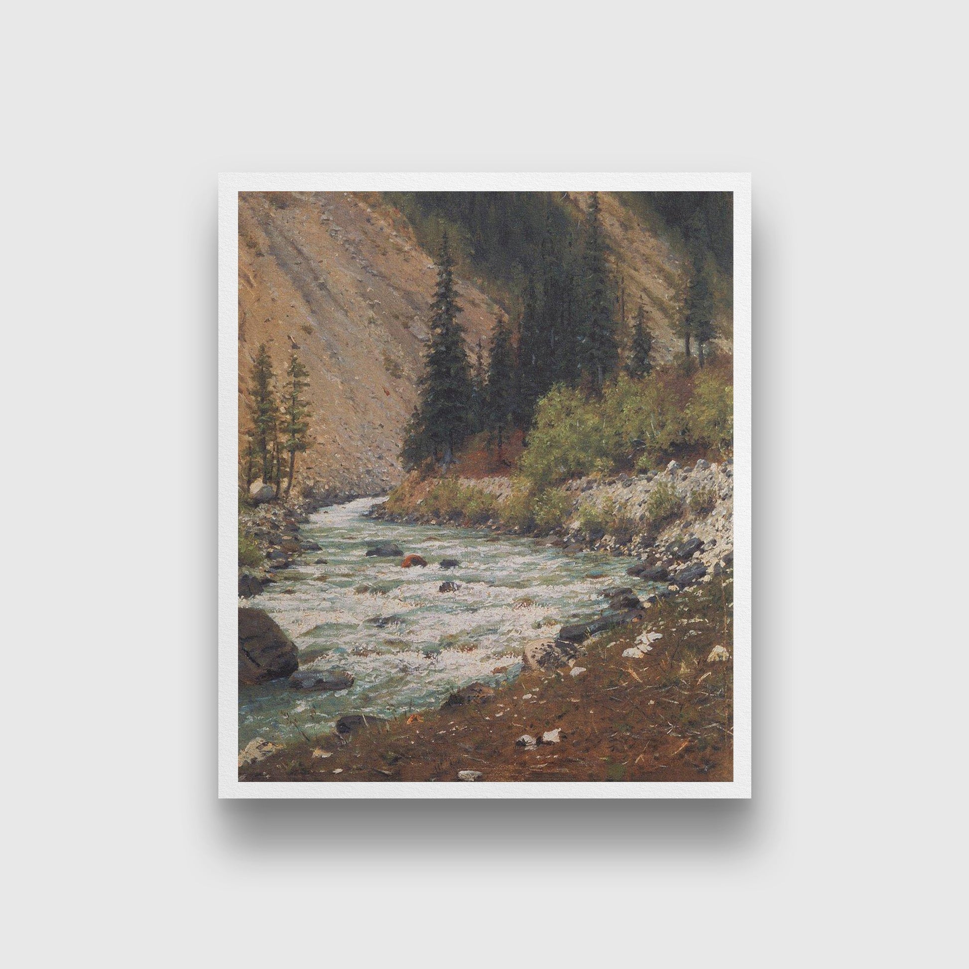 mountain stream in kashmir Painting - Meri Deewar 5 : 6 Vertical Premium Wall Art Canvas by MeriDeewar