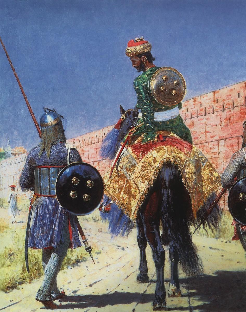 Mounted warrior in Painting - Meri Deewar 4 :5 Vertical Premium Wall Art Canvas by MeriDeewar
