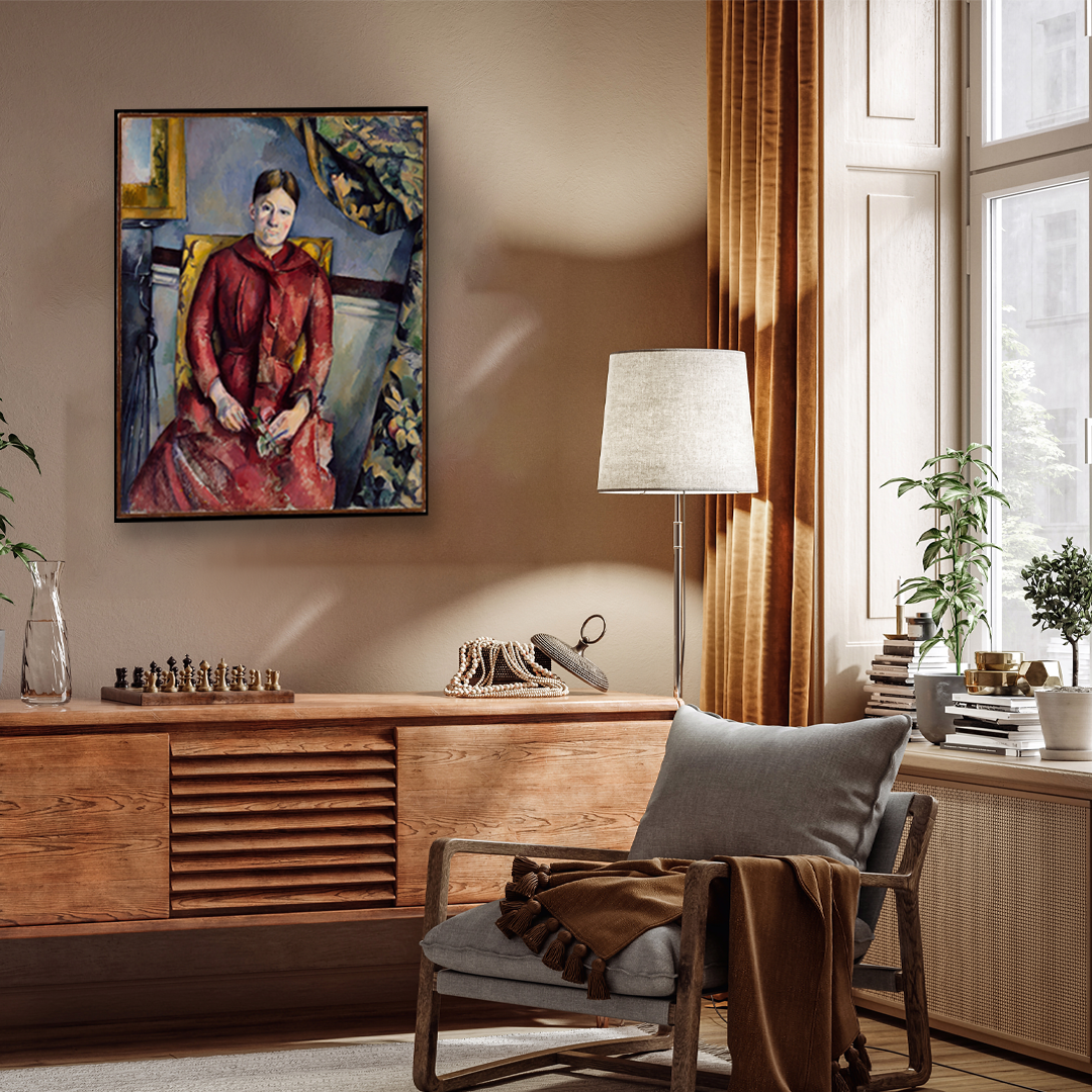 Mrs Cézanne in Red Painting 3 : 4 Vertical Premium Wall Art Canvas by MeriDeewar