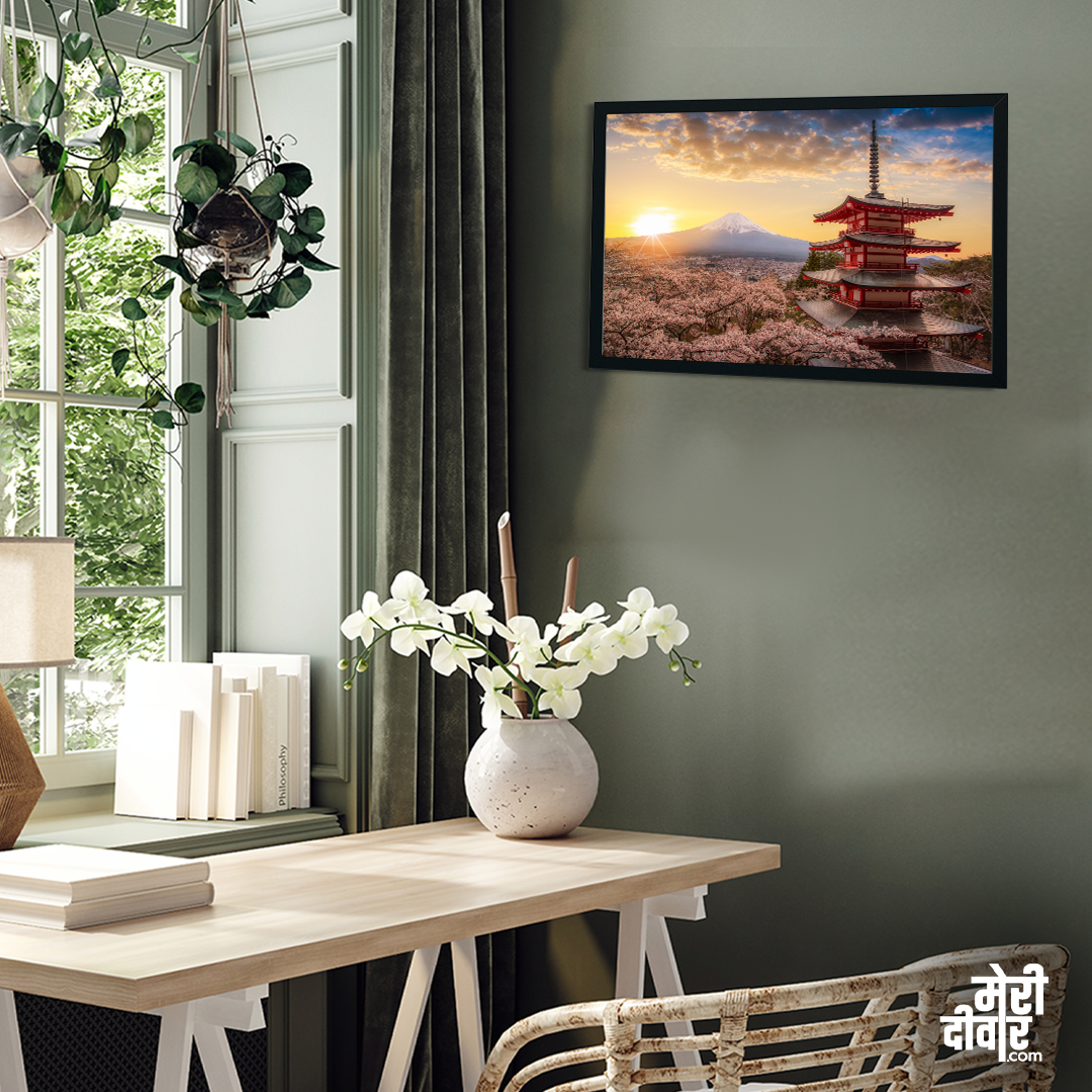 Mt. Fuji Landscape Wall Painting 3 : 2 Horizontal Premium Wall Art Canvas by MeriDeewar