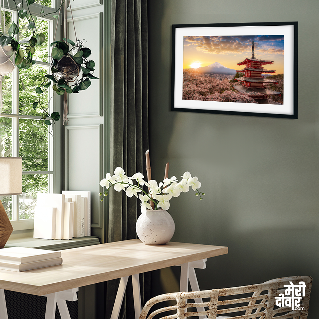 Mt. Fuji Landscape Wall Painting 3 : 2 Horizontal Premium Wall Art Canvas by MeriDeewar
