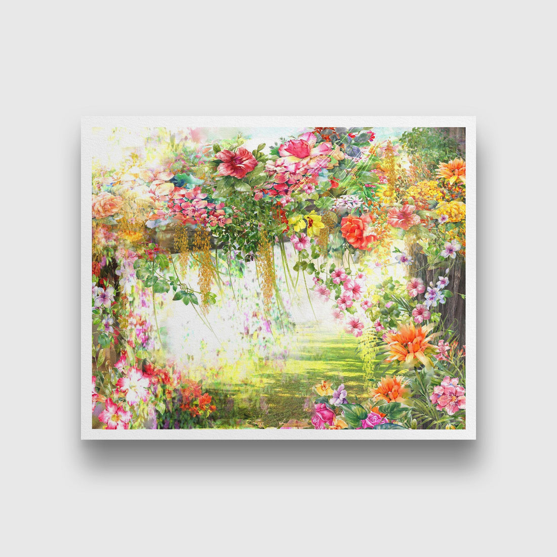 Multicolored Flowers Watercolor Painting - Meri Deewar 5 : 4 Horizontal Premium Wall Art Canvas by MeriDeewar