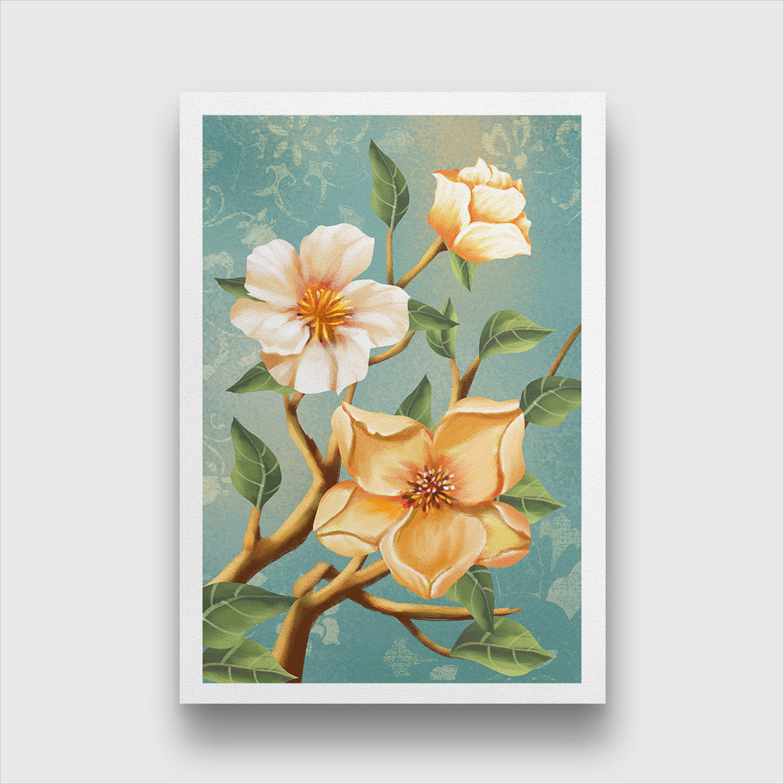Multicolour Abstract Flower Painting 2 : 3 Vertical Premium Wall Art Canvas by MeriDeewar