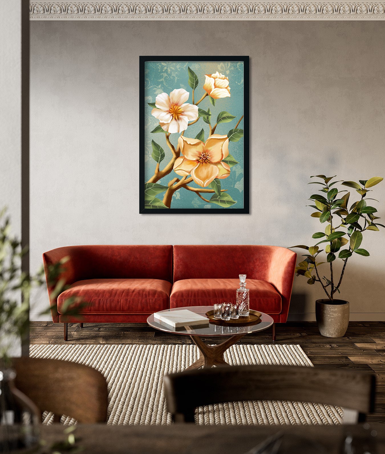 Multicolour Abstract Flower Painting 2 : 3 Vertical Premium Wall Art Canvas by MeriDeewar