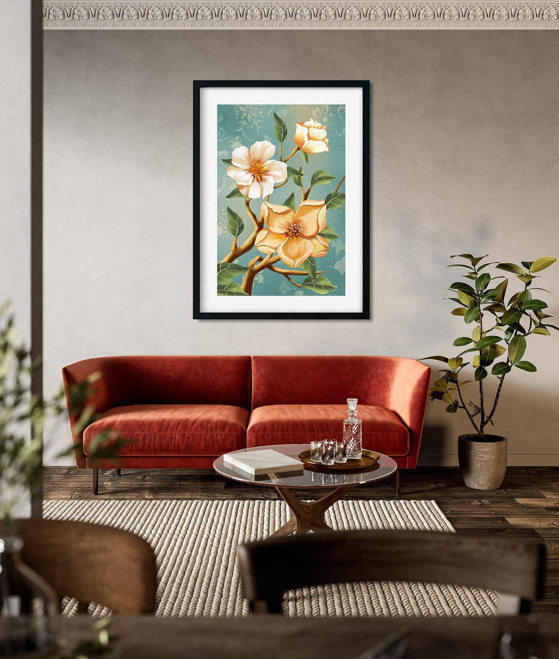 Multicolour Abstract Flower Painting 2 : 3 Vertical Premium Wall Art Canvas by MeriDeewar
