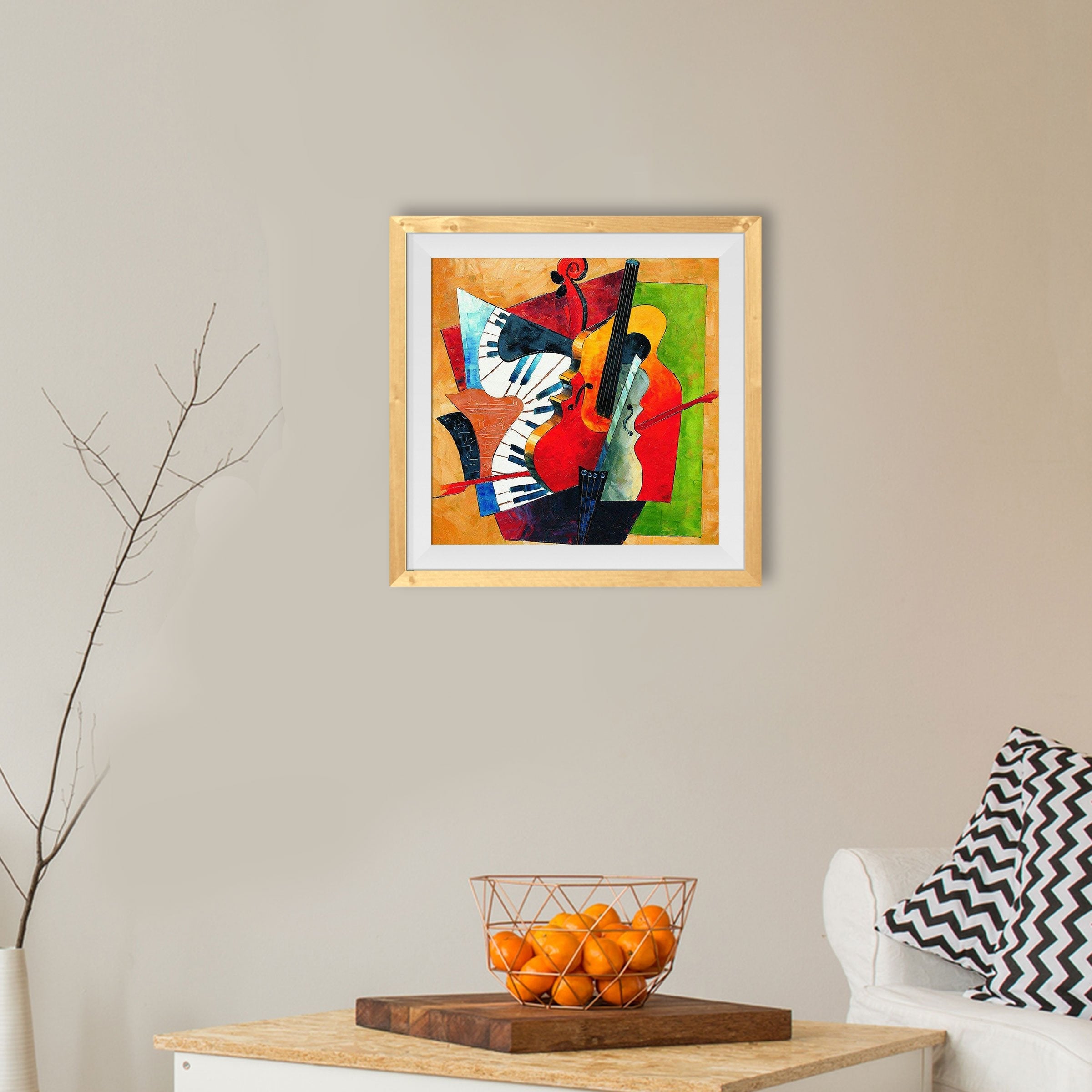 Musical Abstract Painting - Meri Deewar 1 : 1 Square Premium Wall Art Canvas by MeriDeewar