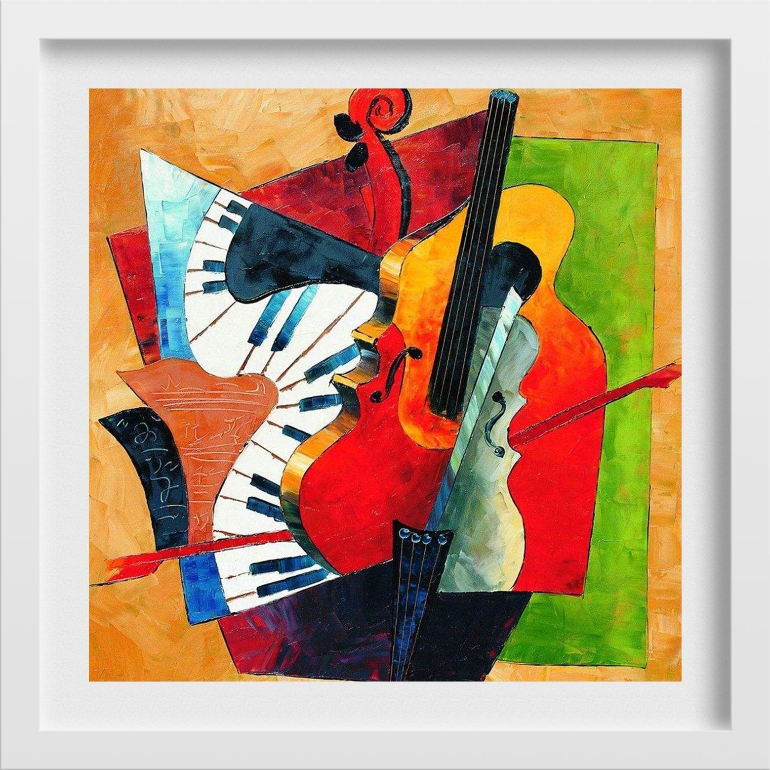 Musical Abstract Painting - Meri Deewar 1 : 1 Square Premium Wall Art Canvas by MeriDeewar