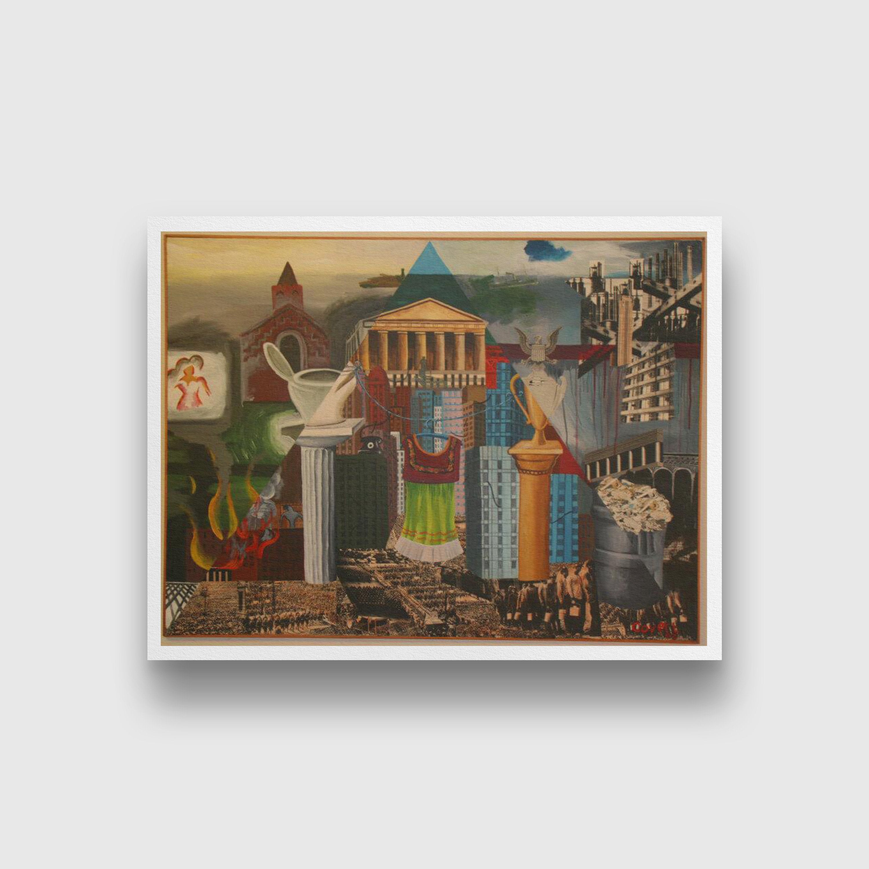 My Dress Hangs There Painting - Meri Deewar 3 : 4 Vertical Premium Wall Art Canvas by MeriDeewar