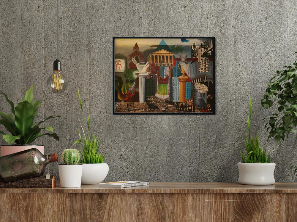 My Dress Hangs There Painting - Meri Deewar 3 : 4 Vertical Premium Wall Art Canvas by MeriDeewar