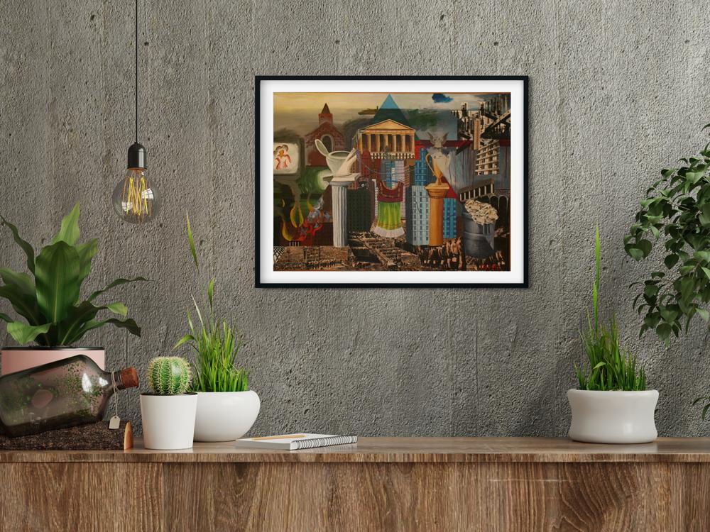 My Dress Hangs There Painting - Meri Deewar 3 : 4 Vertical Premium Wall Art Canvas by MeriDeewar
