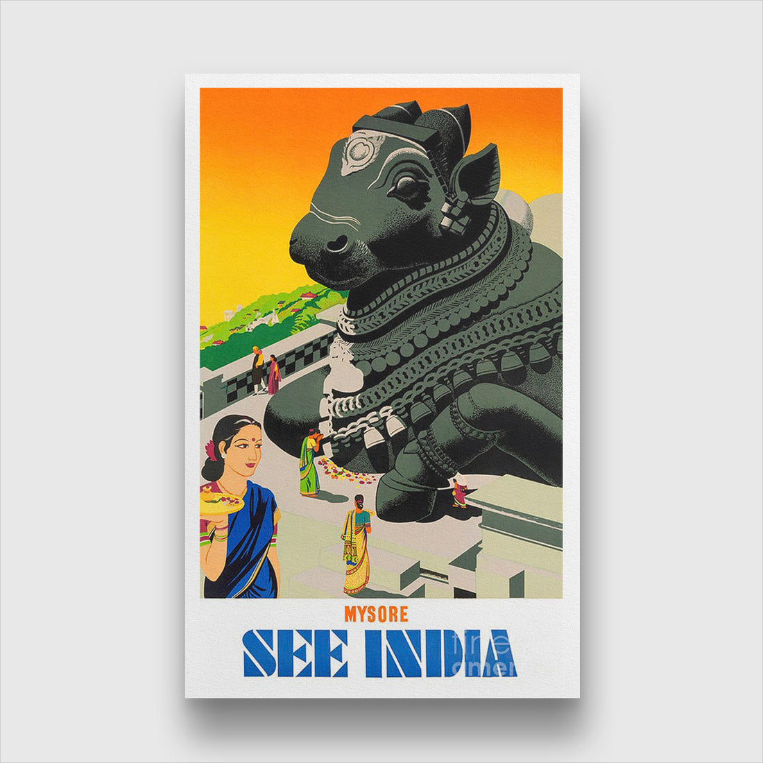 Mysore Karnataka Vintage poster 1 : 2 Vertical Premium Wall Art Canvas by MeriDeewar