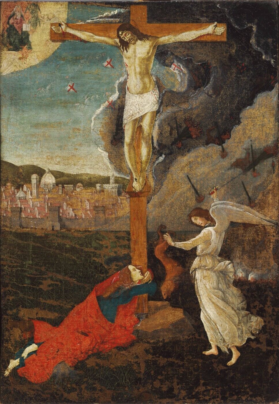 Mystic Crucifixion Painting - Meri Deewar 2 : 3 Vertical Premium Wall Art Canvas by MeriDeewar
