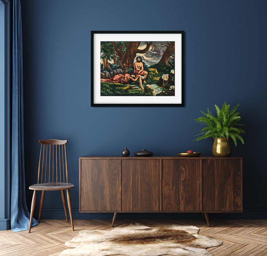 Nala Damayanti Painting 4 : 3 Horizontal Premium Wall Art Canvas by MeriDeewar
