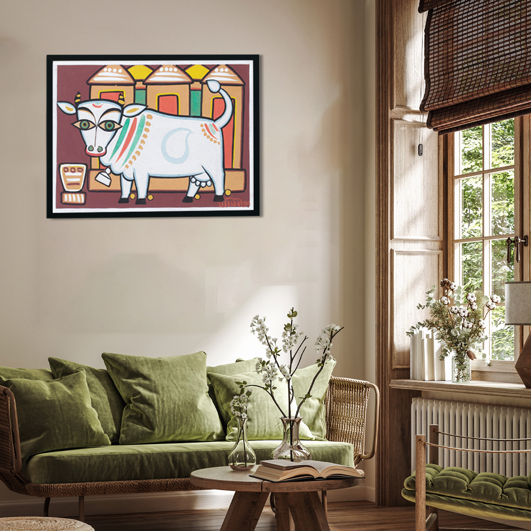 Nandi Painting 4 : 3 Horizontal Premium Wall Art Canvas by MeriDeewar