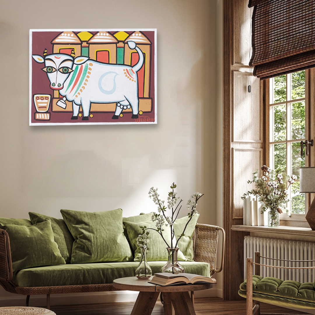 Nandi Painting 4 : 3 Horizontal Premium Wall Art Canvas by MeriDeewar