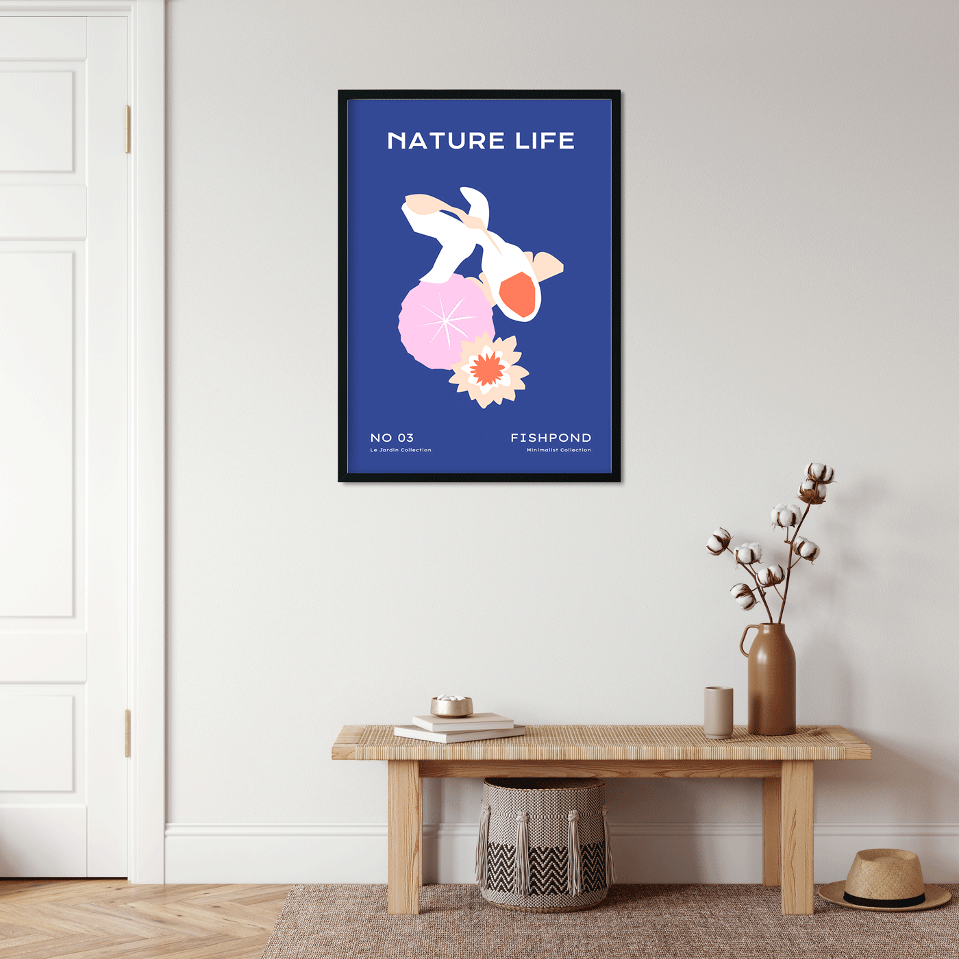 Nature Life Fishpond minimalistic Painting 3 : 4.2 Vertical Premium Wall Art Canvas by MeriDeewar