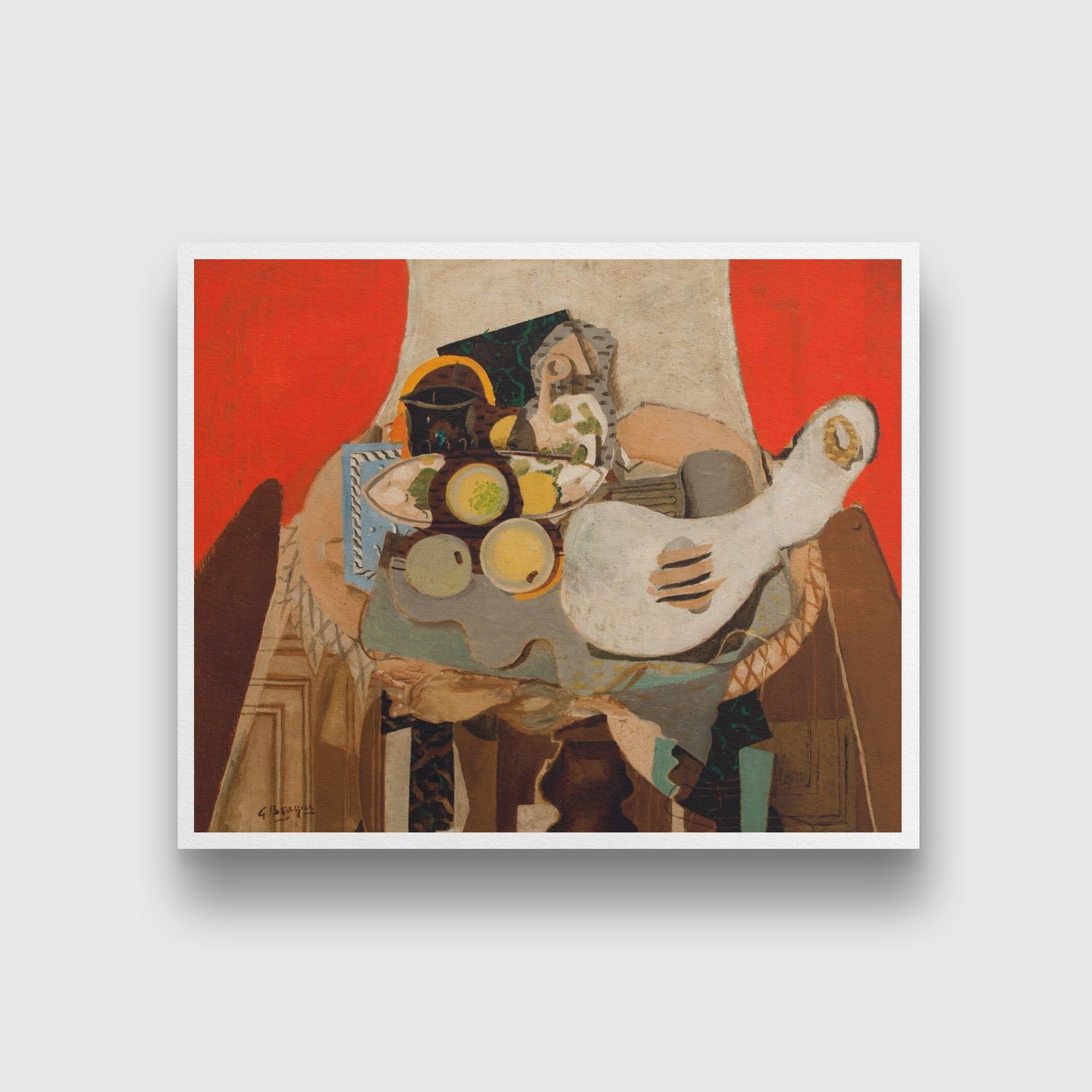 Nature Morte Guitare Painting - Meri Deewar 4 :5 Vertical Premium Wall Art Canvas by MeriDeewar