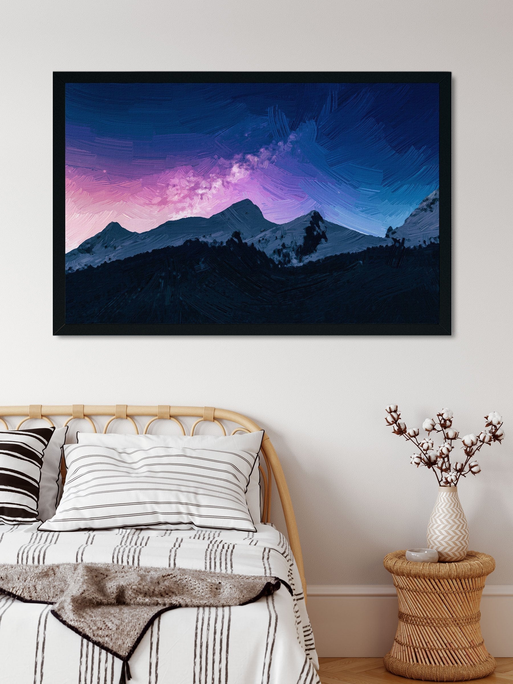 Night background of rocky mountains Painting - Meri Deewar 3 : 2 Horizontal Premium Wall Art Canvas by MeriDeewar