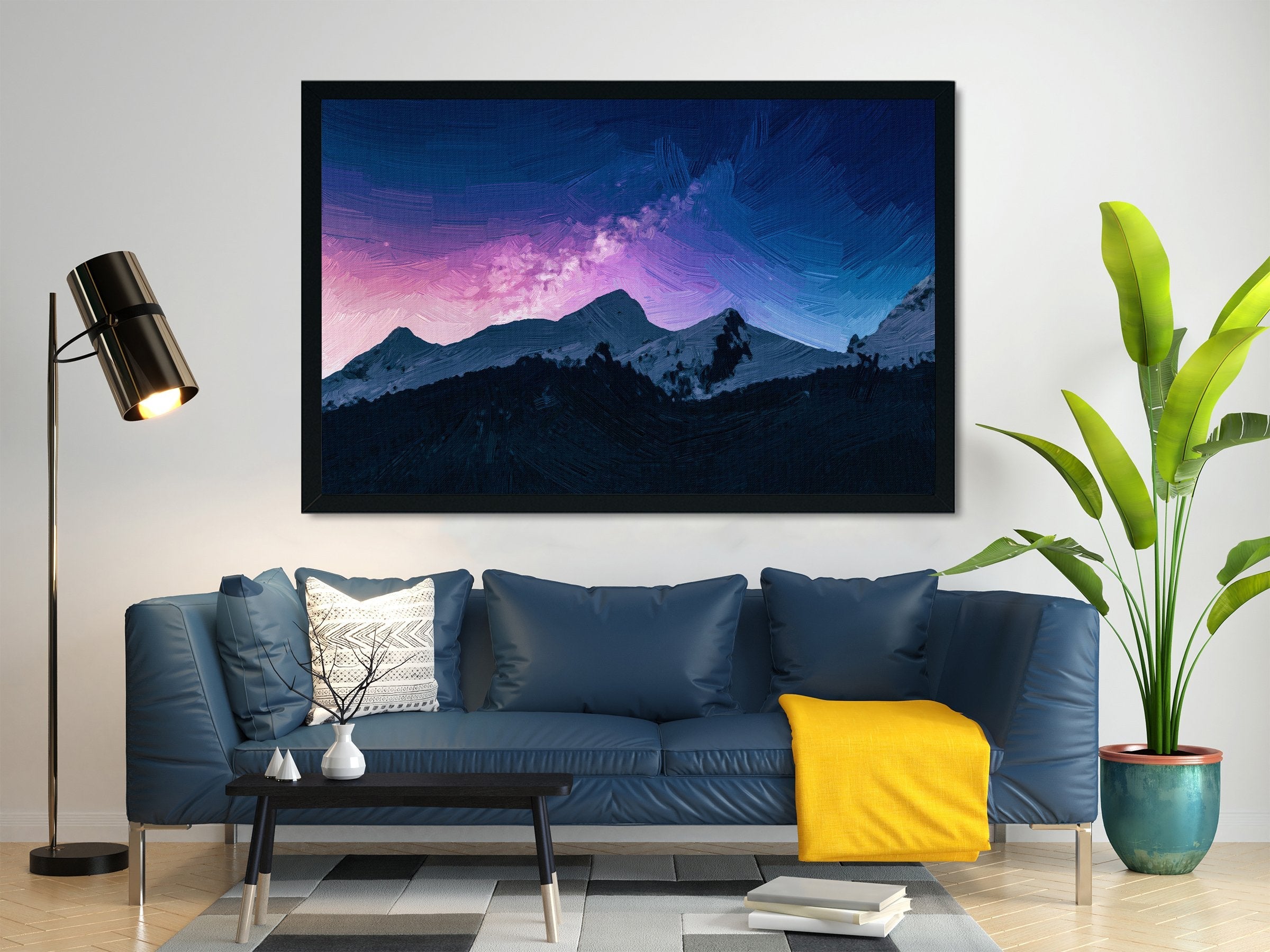 Night background of rocky mountains Painting - Meri Deewar 3 : 2 Horizontal Premium Wall Art Canvas by MeriDeewar