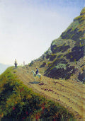 nomadic road in the mountains of ala tau Painting - Meri Deewar - MeriDeewar