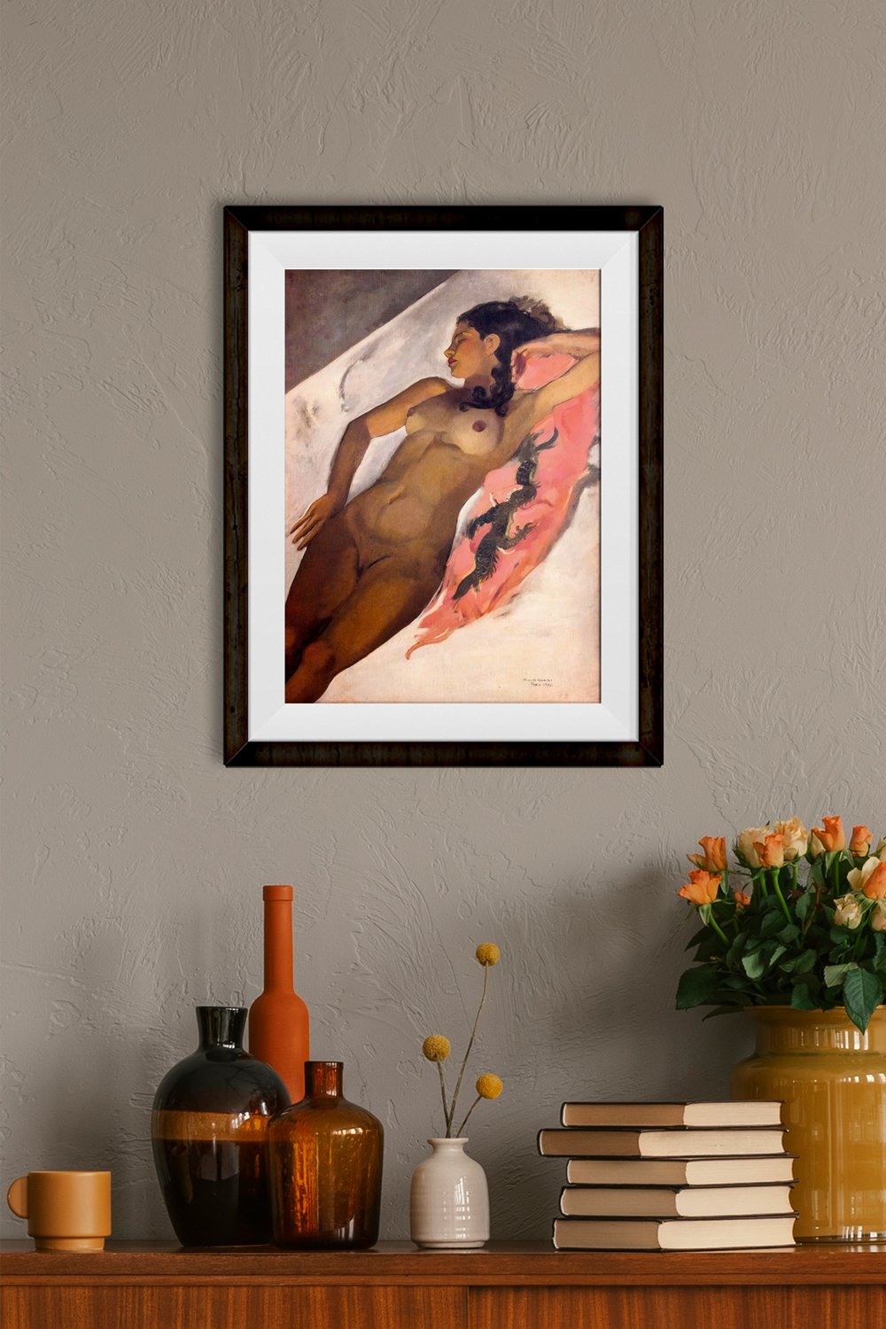 Nude by Amrita Sher-Gil Painting - Meri Deewar 2 : 3 Vertical Premium Wall Art Canvas by MeriDeewar