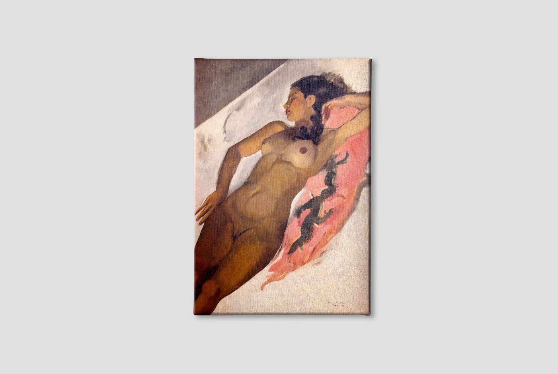 Nude by Amrita Sher-Gil Painting - Meri Deewar 2 : 3 Vertical Premium Wall Art Canvas by MeriDeewar