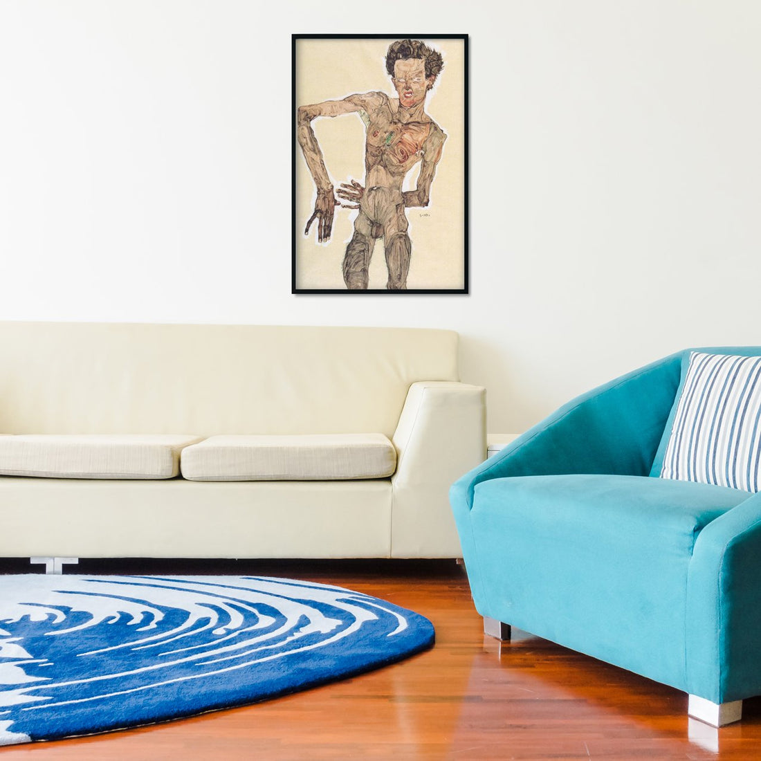 Nude Self Portrait Grimacing Painting - Meri Deewar 2 : 3 Vertical Premium Wall Art Canvas by MeriDeewar