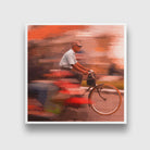 Old Man Riding on Bicycle Painting - Meri Deewar 1 : 1 Square Premium Wall Art Canvas by MeriDeewar
