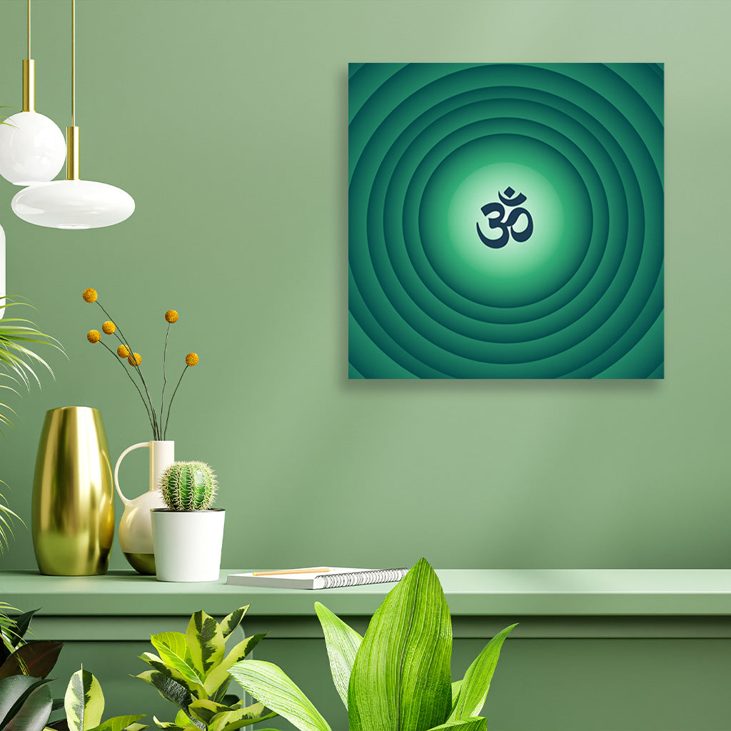 om green painting 1 : 1 Square Premium Wall Art Canvas by MeriDeewar