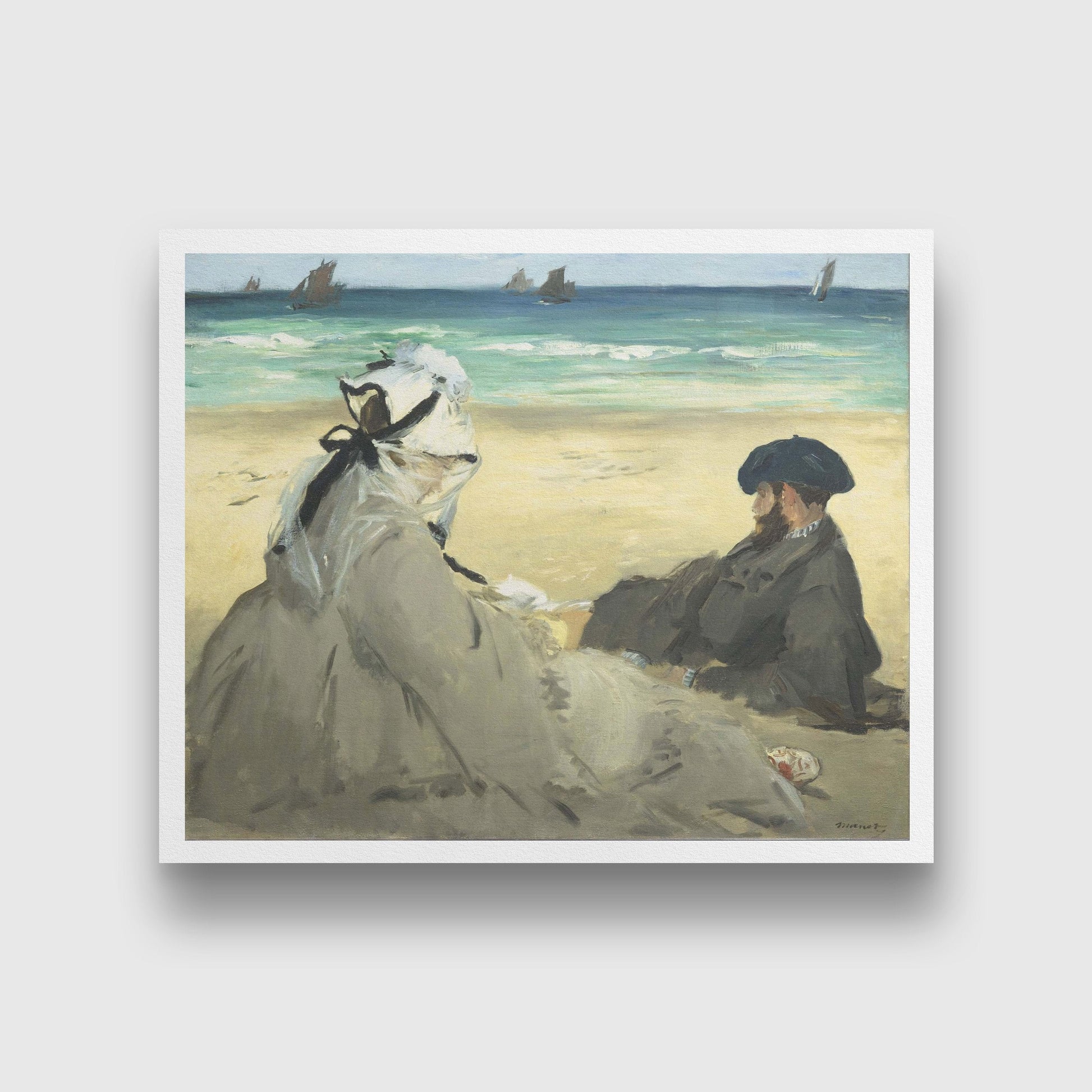 On the Beach Painting - Meri Deewar 5 : 4 Horizontal Premium Wall Art Canvas by MeriDeewar