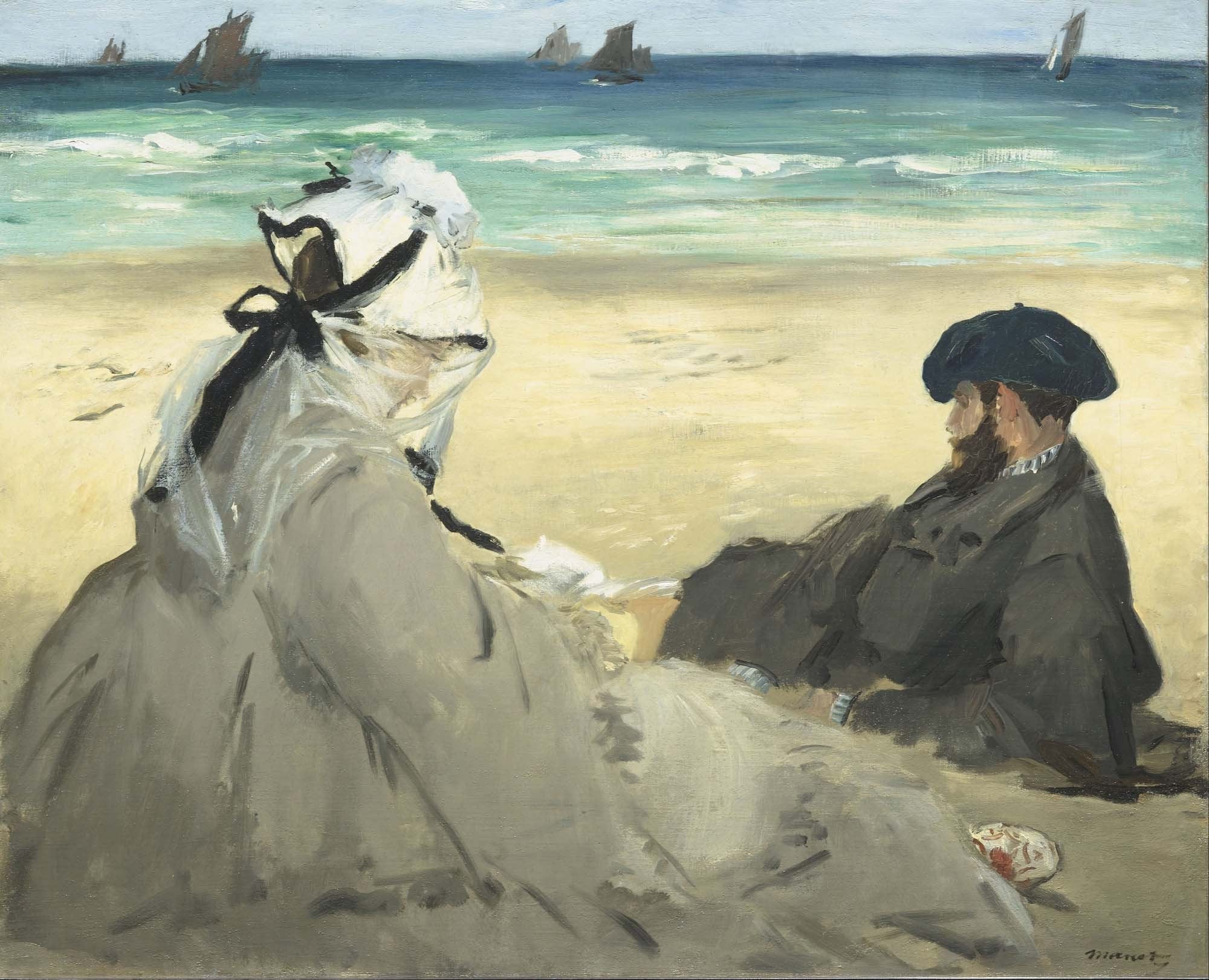 On the Beach Painting - Meri Deewar 5 : 4 Horizontal Premium Wall Art Canvas by MeriDeewar