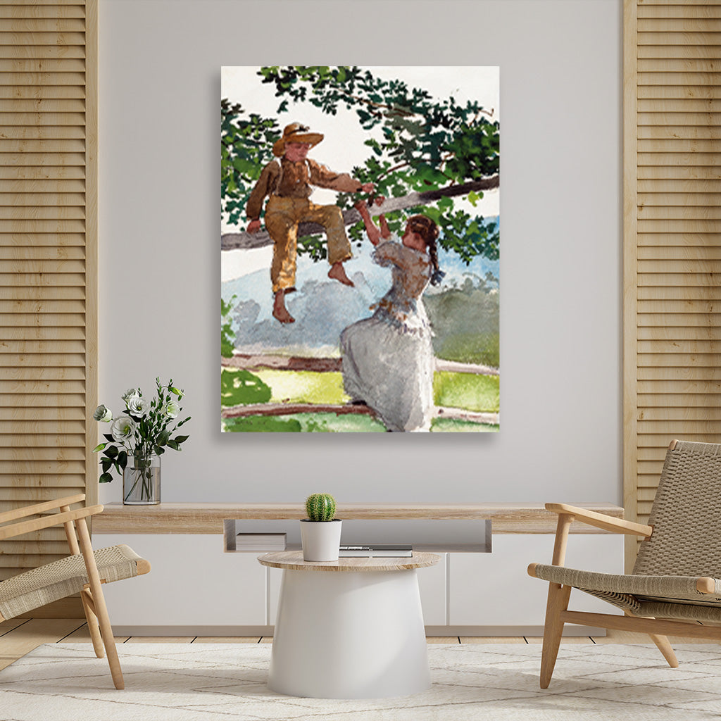 On the Fence painting - Meri Deewar 4 :5 Vertical Premium Wall Art Canvas by MeriDeewar