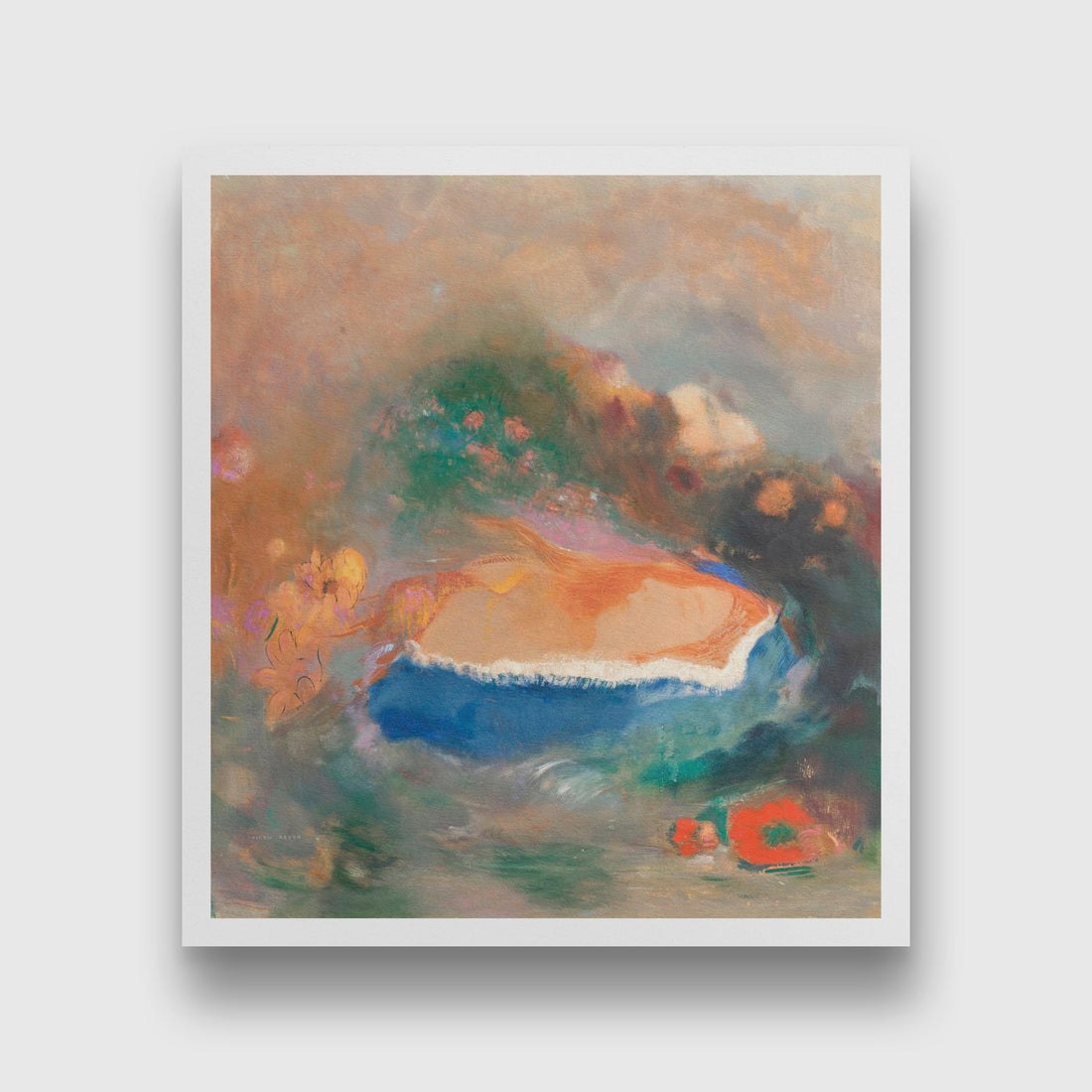 Ophelia with a Blue Wimple in the Water painting 1 : 1 Square Premium Wall Art Canvas by MeriDeewar